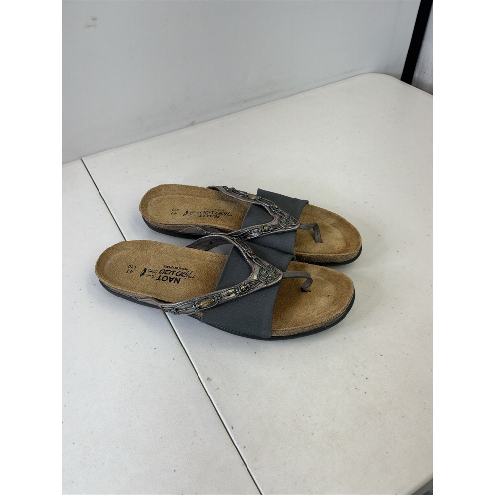 Naot Jennifer Thong Sandals EU 41 US 10 Gray Beaded Comfort Orthopedic Israel